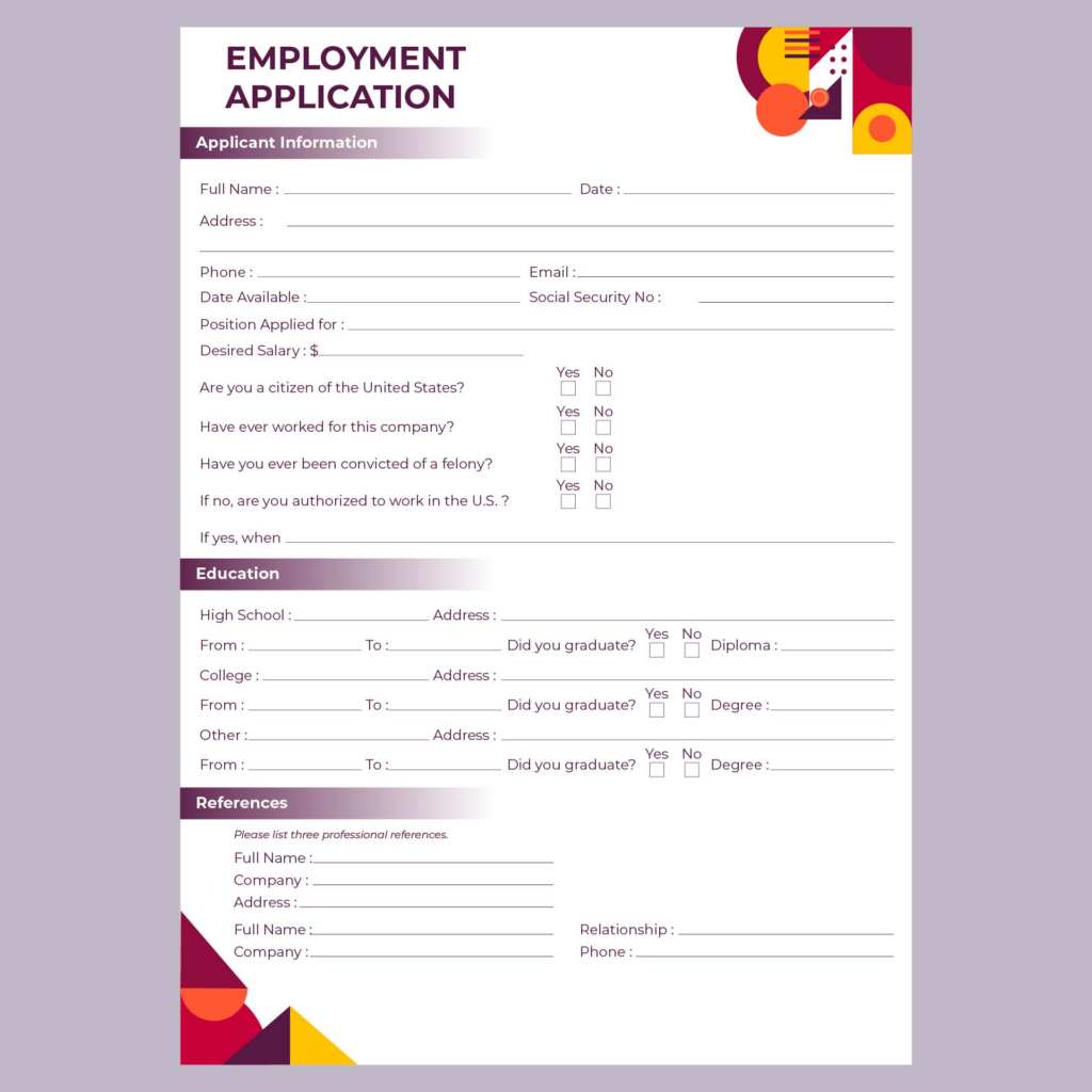 11 Best Practice Job Application Forms Printable Printablee