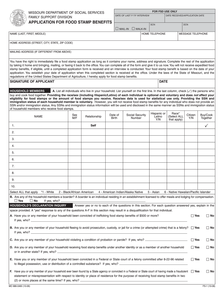 2006 Form MO 886 0460 Fill Online Printable Fillable Blank PdfFiller