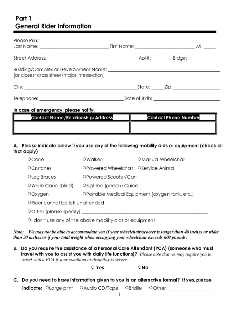 2010 2022 Form FL Paratransit Eligibility Application Fill Online 