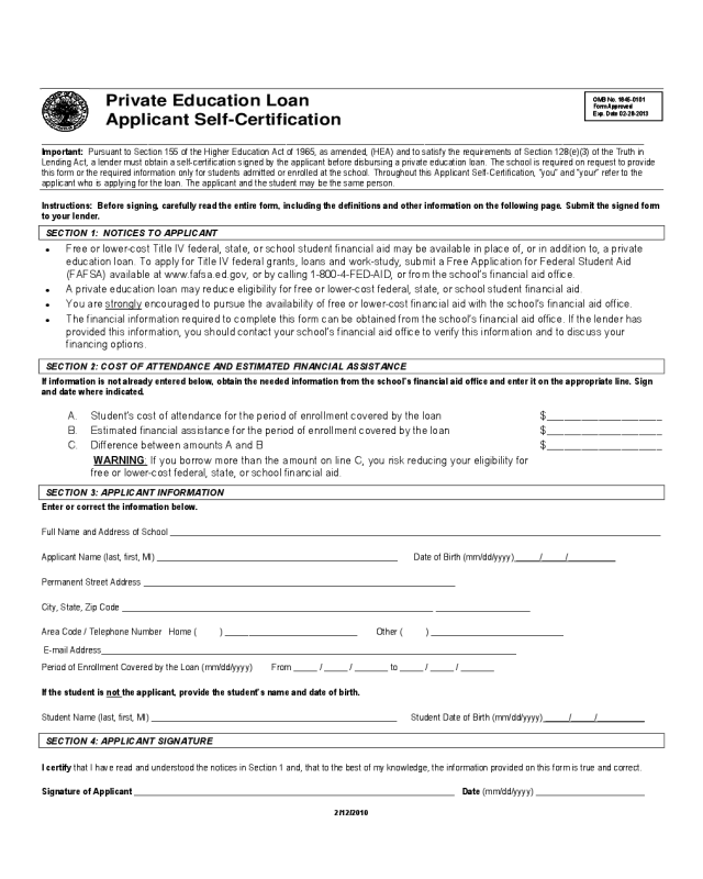 2021 Student Loan Application Form Fillable Printable PDF Forms