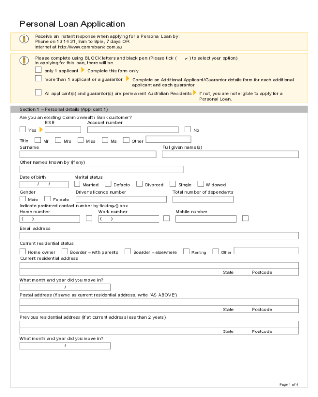 2022 Personal Loan Application Form Fillable Printable PDF Forms