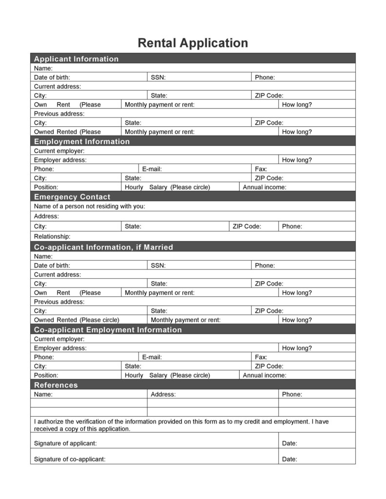 42 Rental Application Forms Lease Agreement Templates