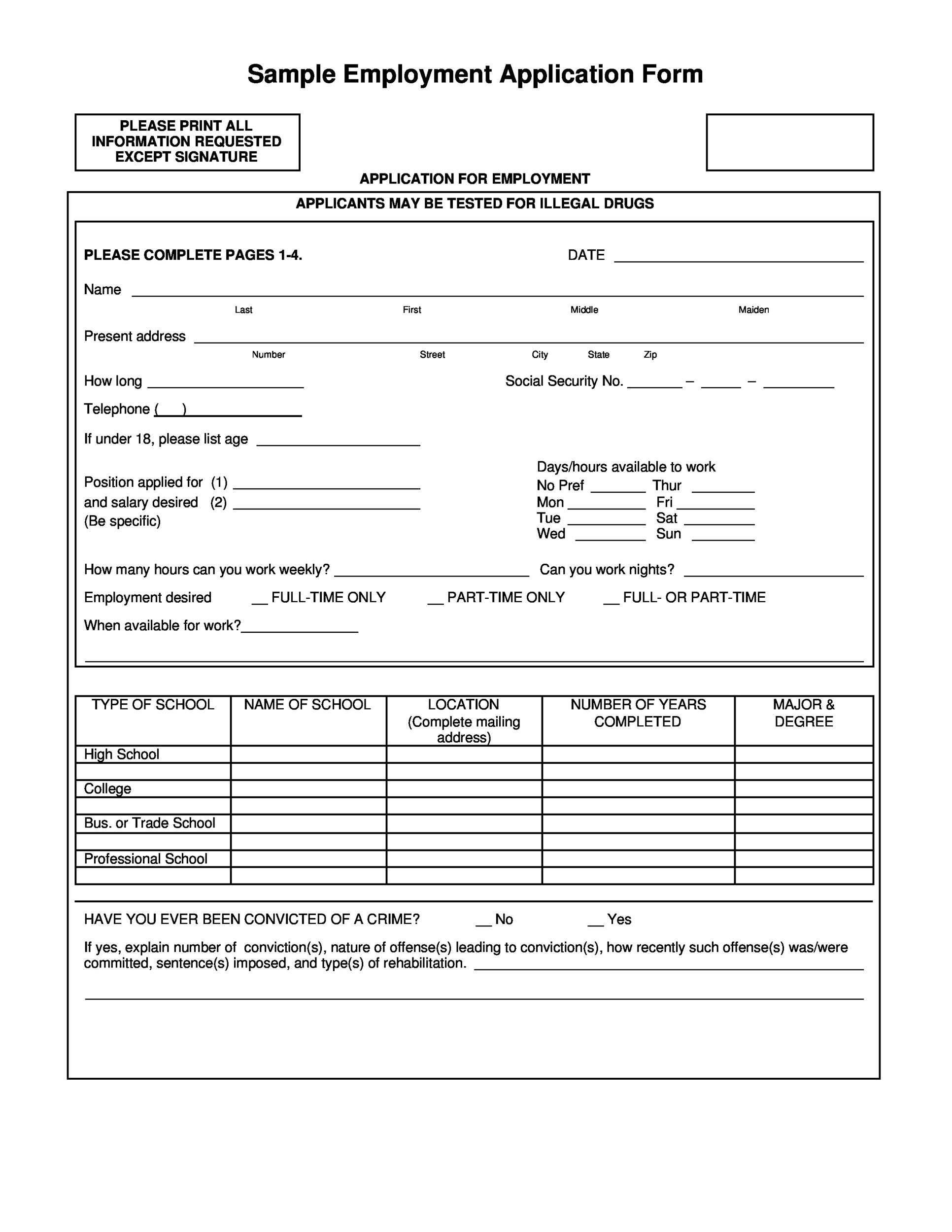 Job Applications Online Printable Printable Application