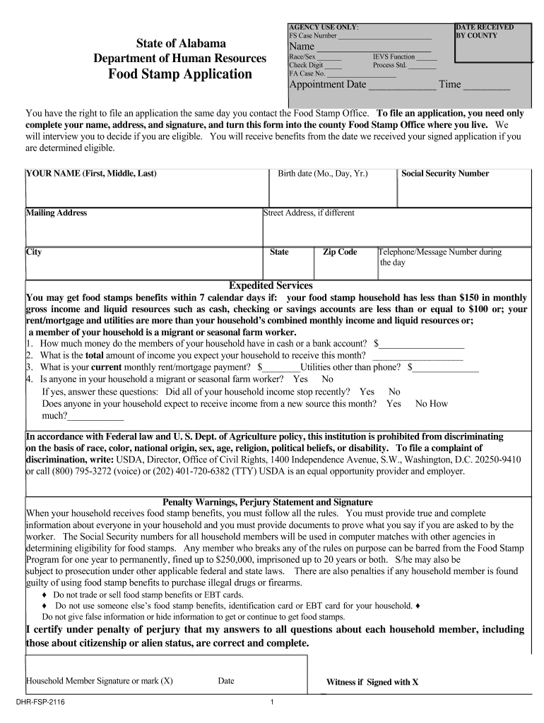 Alabama Food Stamp Printable Application Printable Application