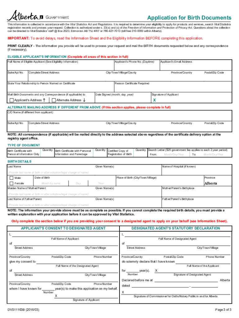 Alberta Birth Form Fill Online Printable Fillable Blank PdfFiller