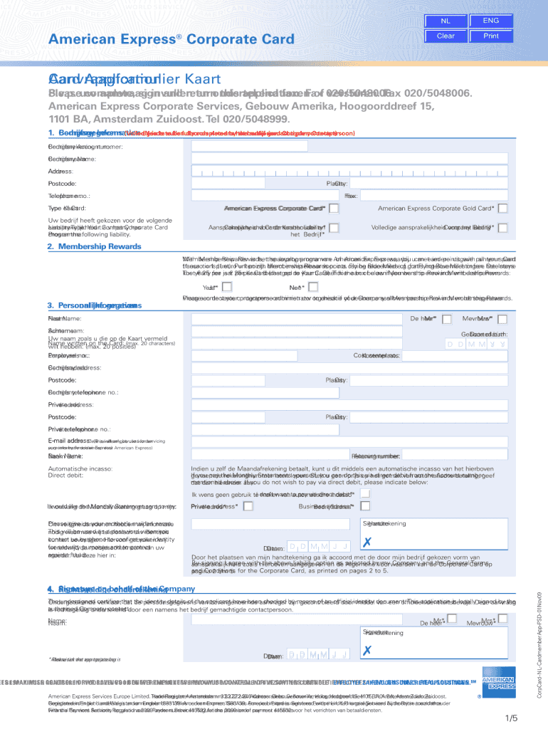 American Express Corporate Card Fill Out And Sign Printable PDF 