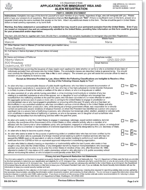 Application Form Application Form Ds 260 Uscis