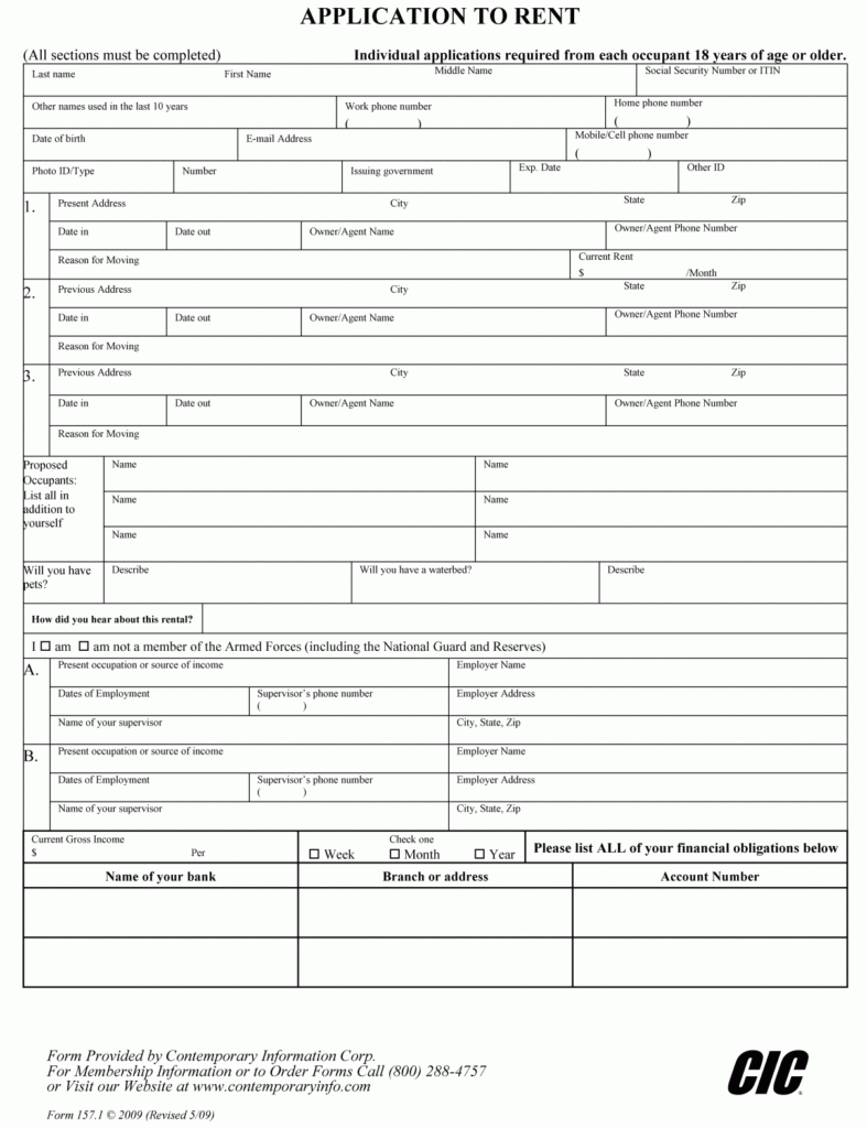 Application Form Rental Application Form Spanish
