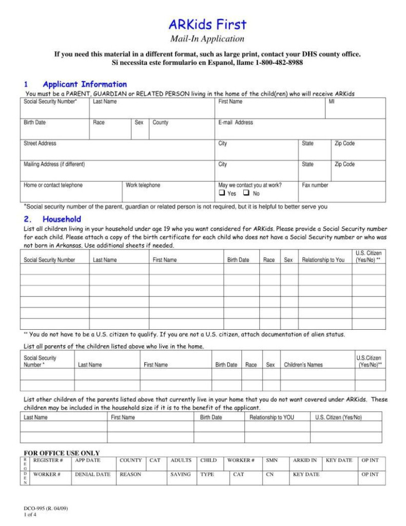 Arkids Application Fill Out Printable PDF Forms Online