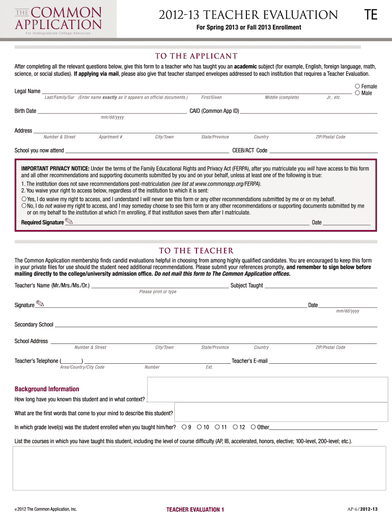 Common App Letter Of Recommendation Sample Form Fill Out And Sign 