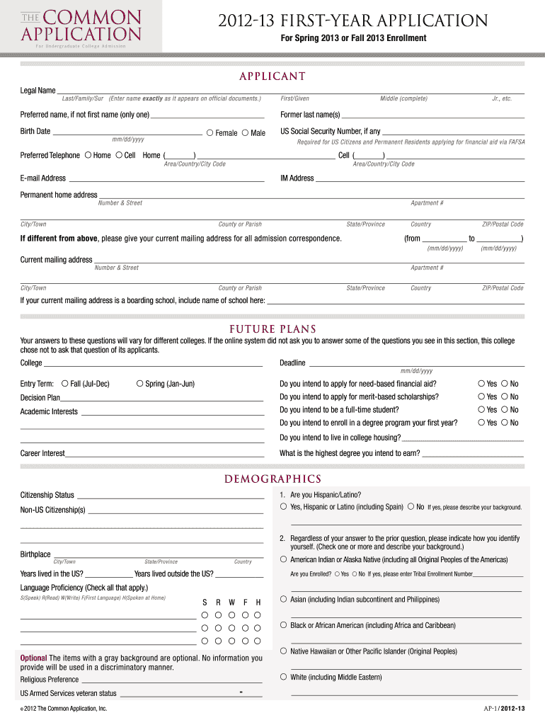 Common Application Sample Pdf Fill Out And Sign Printable PDF 