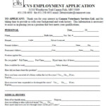 Cvs Pharmacy Job Application Form Pdf Printable Job Applications Job