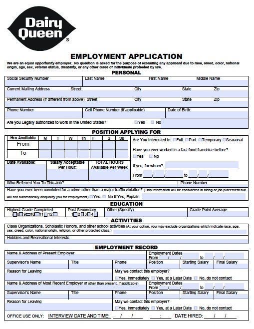 Dq Printable Application Printable Application