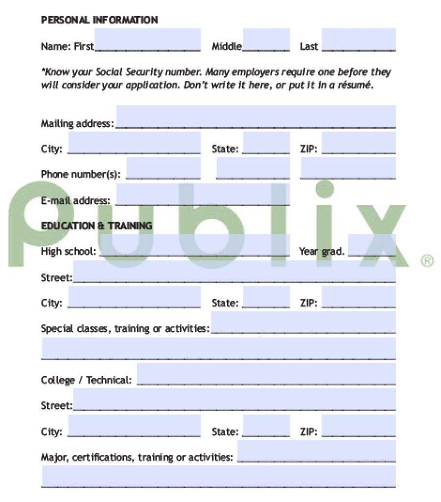 Download Publix Job Application Form Adobe PDF WikiDownload