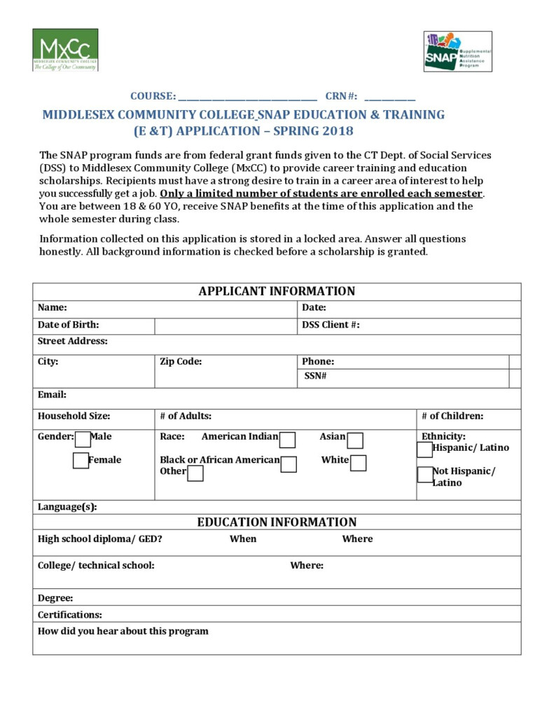 Download The SNAP Application Middlesex Community College CT