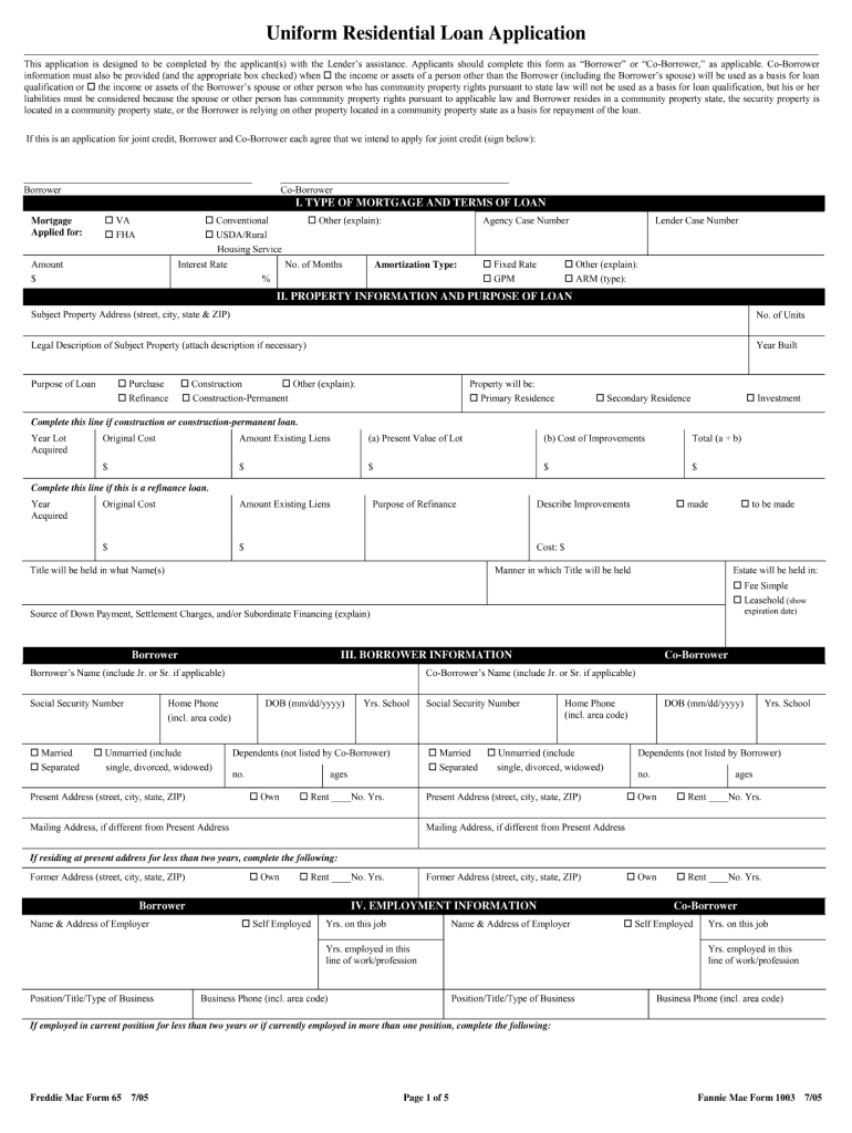 FannieMae Form 1003 2005 2022 Fill And Sign Printable Template Online 
