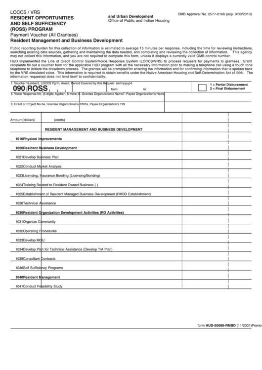 Fillable Form Hud 50080 Rmbd Resident Opportunities And Self 