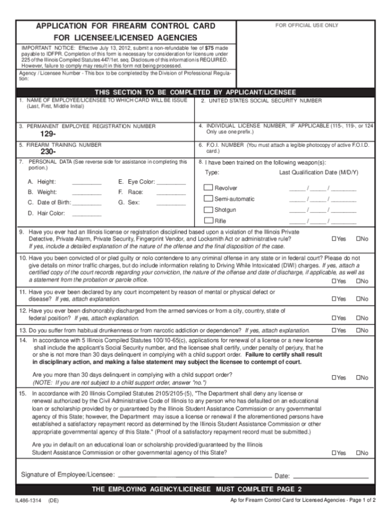 Foid Card Application Illinois Fill Online Printable Fillable