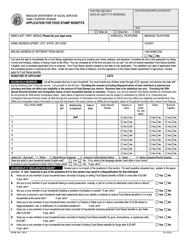 Food Stamp Application Form Fill Out And Sign Printable PDF Template 
