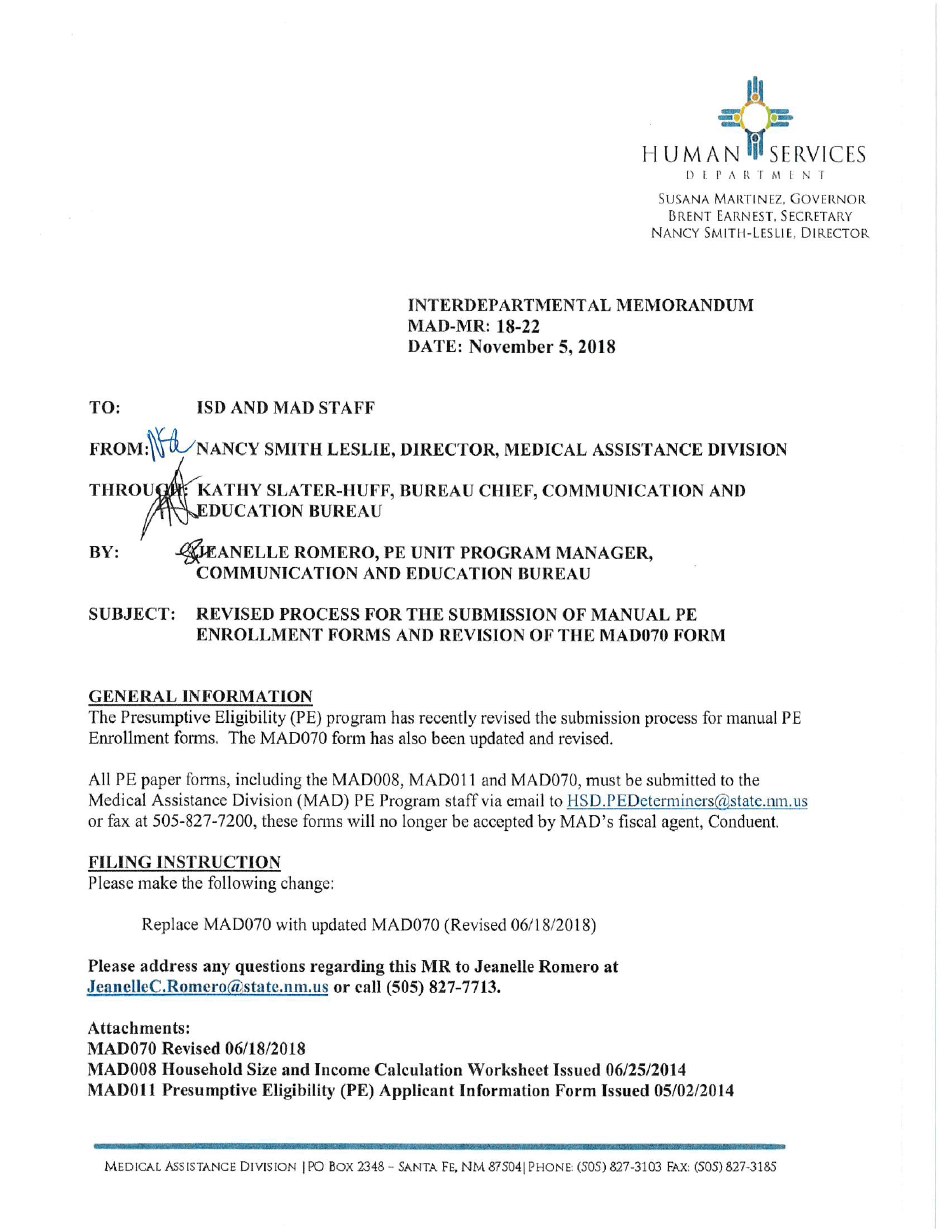 Form MAD070 Download Printable PDF Or Fill Online Medicaid Presumptive 