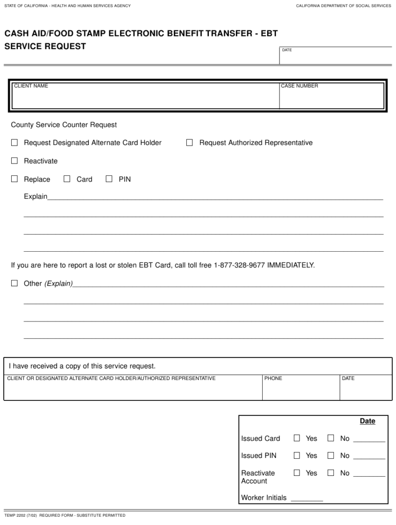 Form TEMP2202 Download Fillable PDF Or Fill Online Cash Aid Food Stamp 