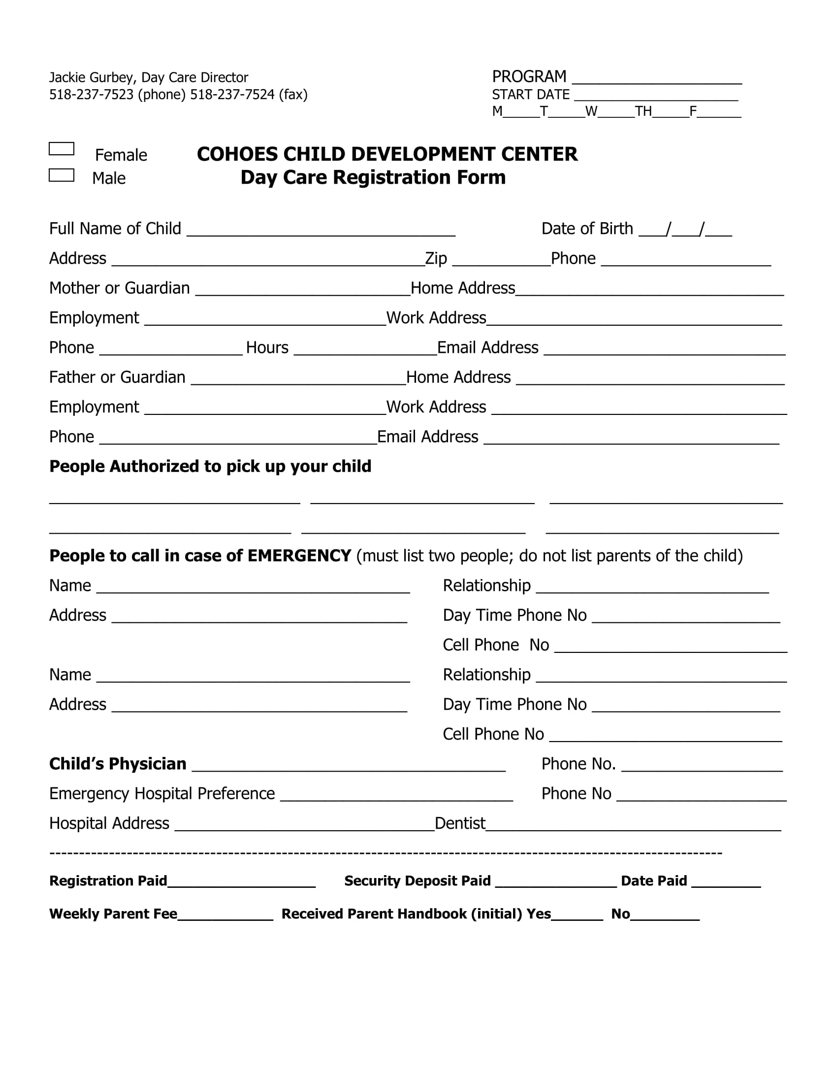 FREE 11 Daycare Registration Forms In PDF MS Word