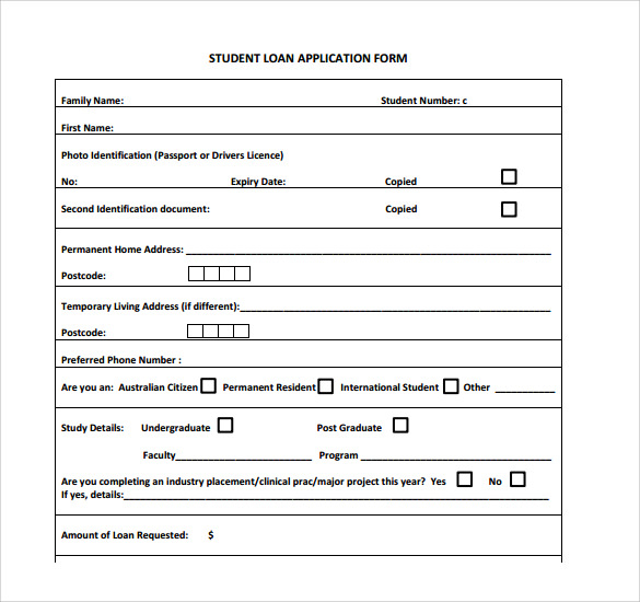 FREE 7 Sample Students Loan Application Forms In PDF MS Word