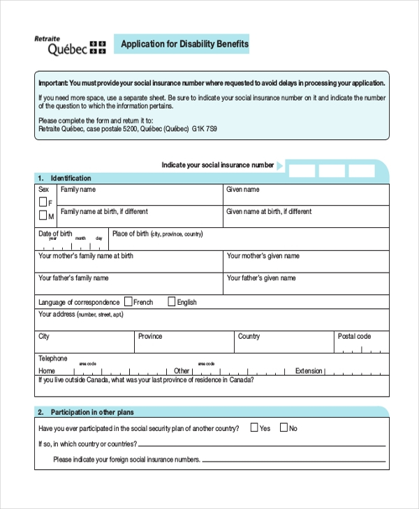 FREE 9 Sample Social Security Disability Forms In PDF Word