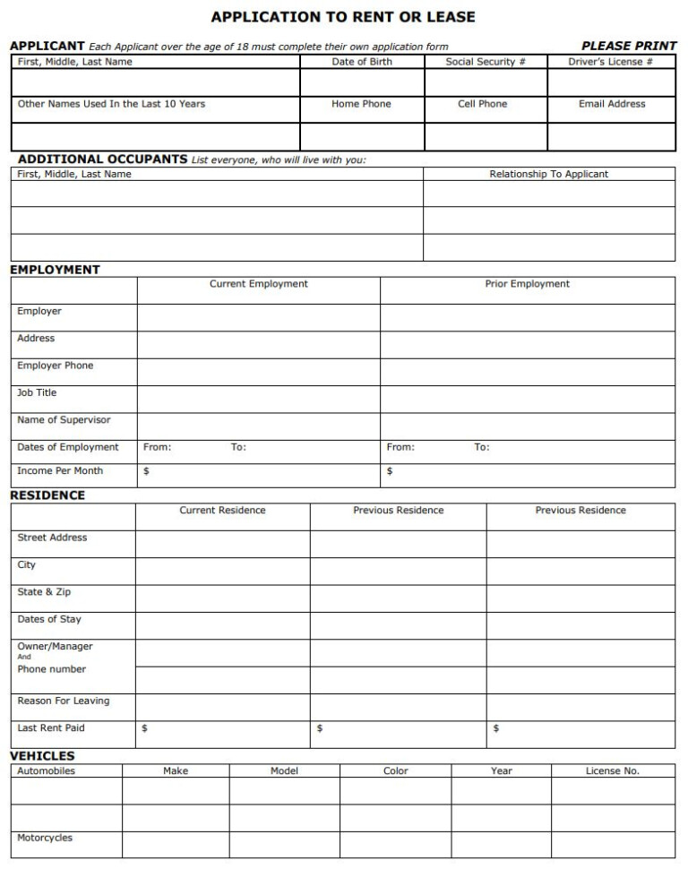 Free California Rental Lease Agreement Form Pdf Template Form Download