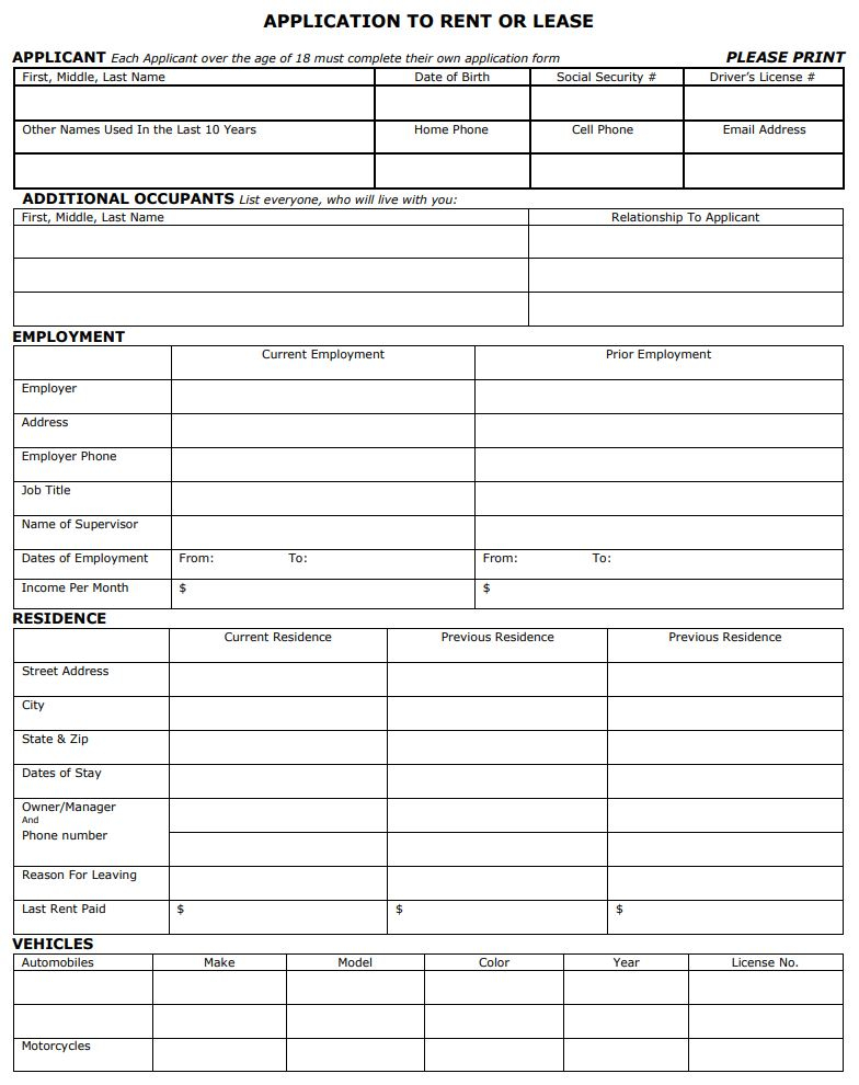 Free California Rental Lease Agreement Form PDF Template Form Download