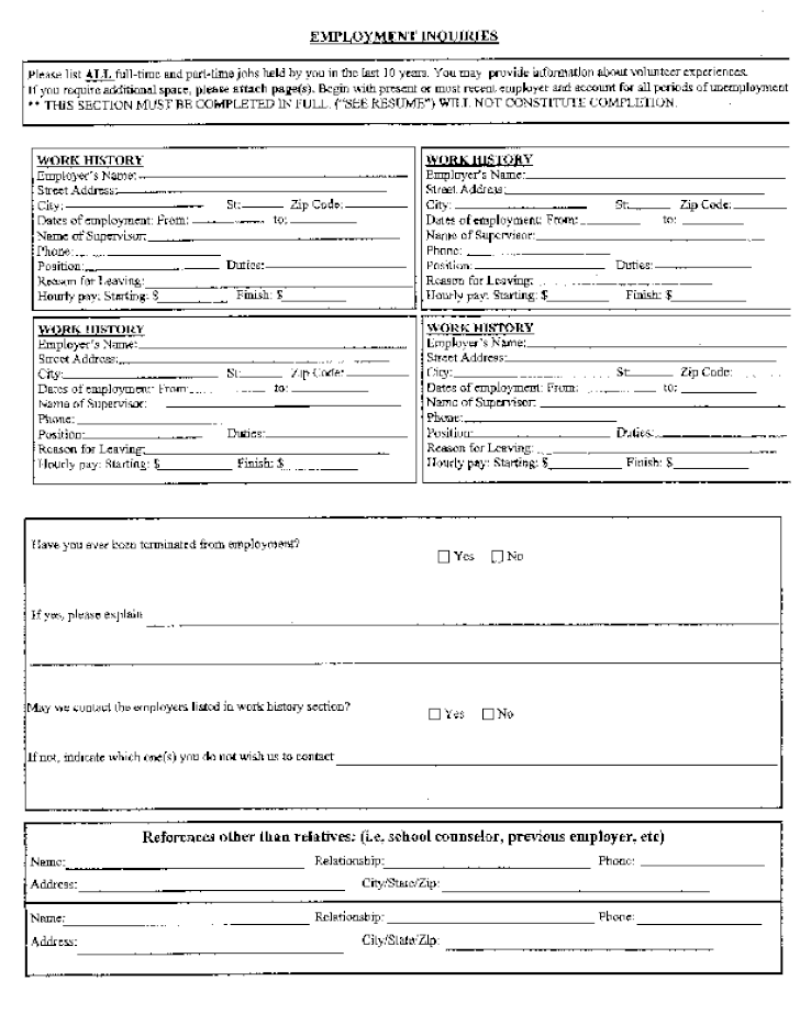 Free Printable Chuck E Cheese s Job Application Form Page 2
