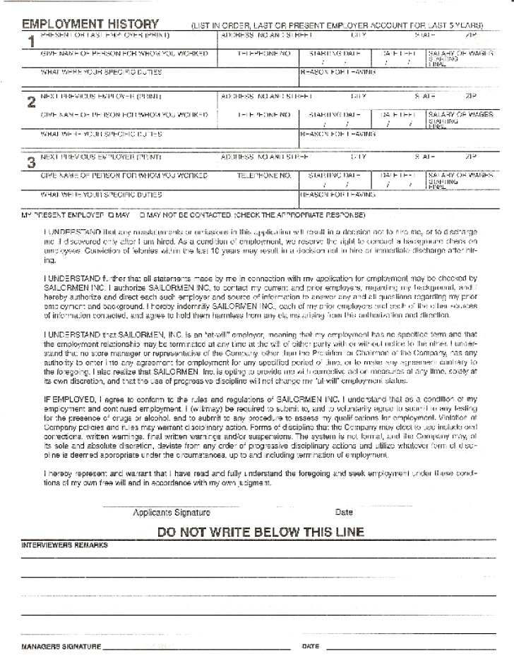 Free Printable Popeyes Job Application Form Page 2