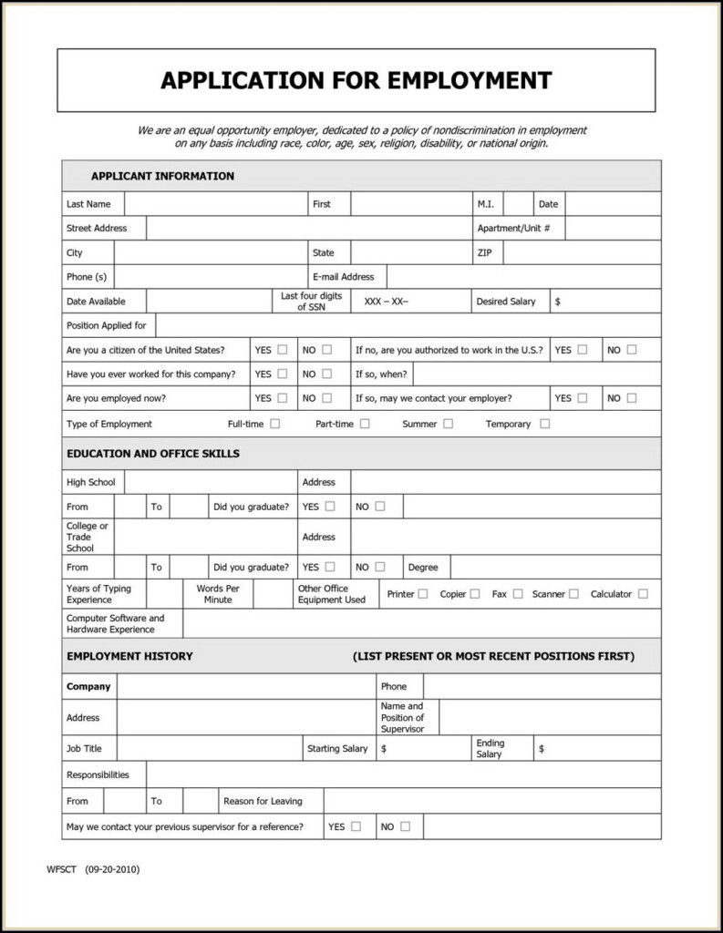 Generic Job Application Printable Free Template Business PSD Excel 