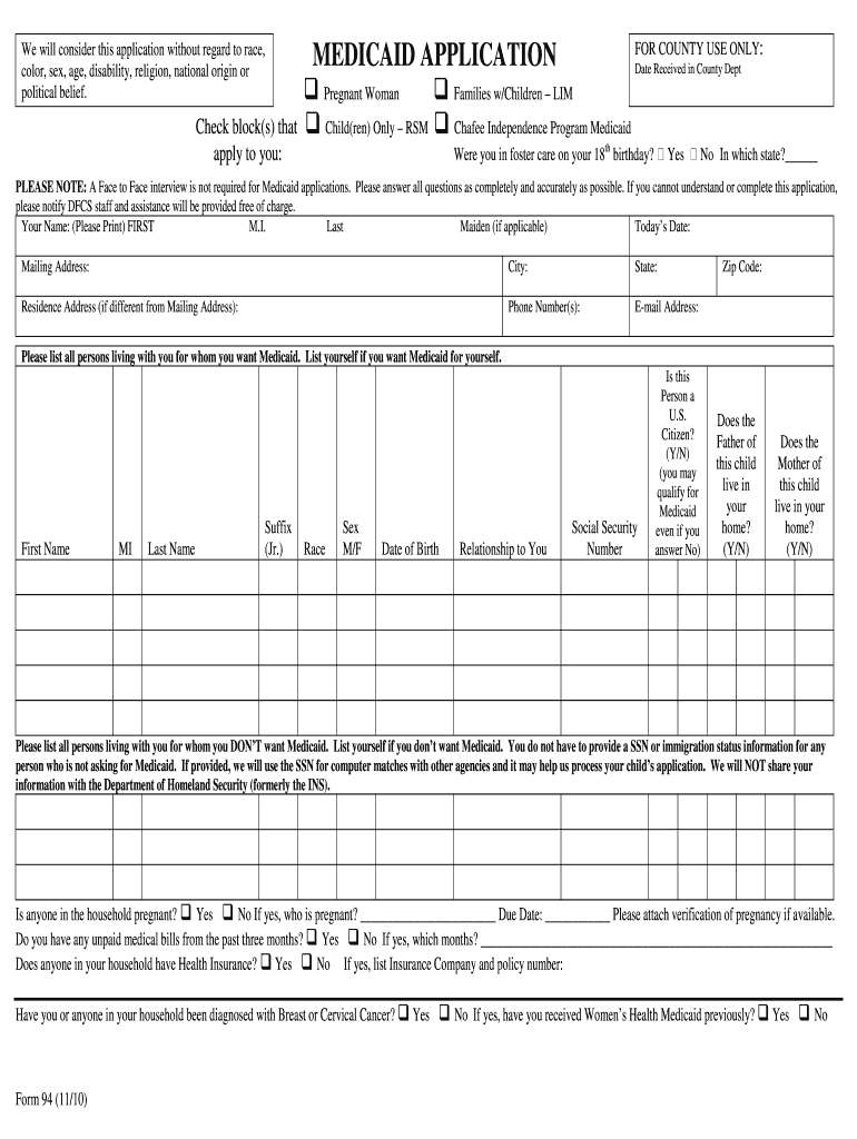 Georgia Medicaid Application Pdf Fill Online Printable Fillable 
