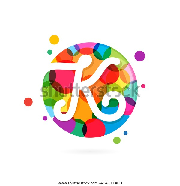 K Letter Logo Circle Rainbow Dots Stock Vector Royalty Free 414771400