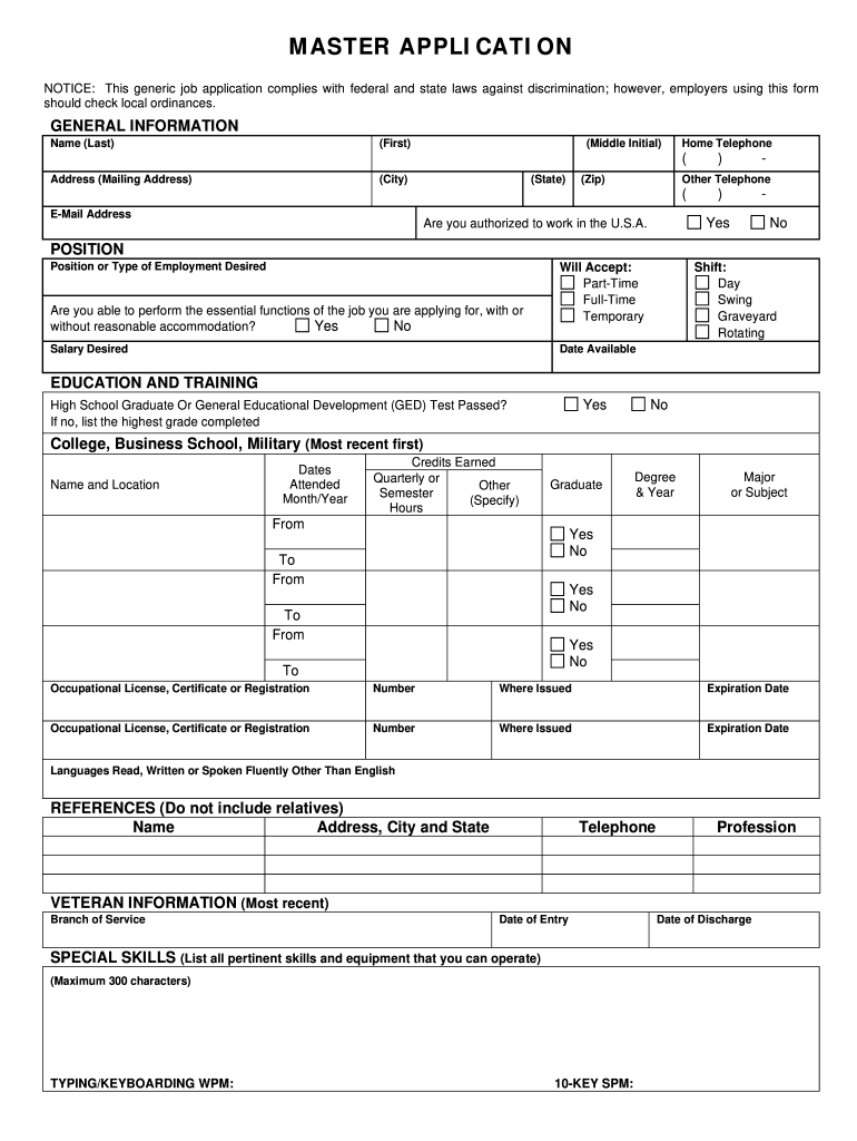 Master Application Fill And Sign Printable Template Online US Legal