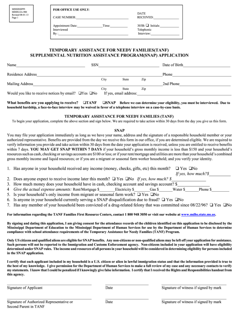 Mdhs Ms Gov Snap Fill Out And Sign Printable Pdf Template Signnow Printable Application 4585