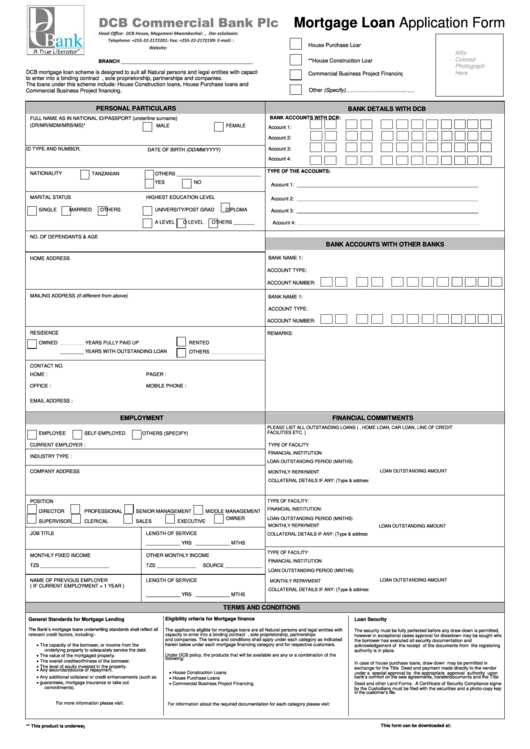 Mortgage Loan Application Form Printable Pdf Download