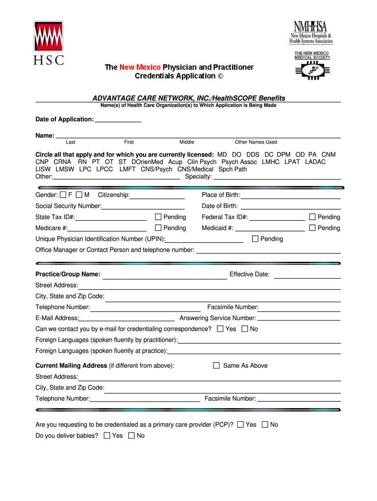 New Mexico Credentialing Application Form Fill Out And Sign Printable 
