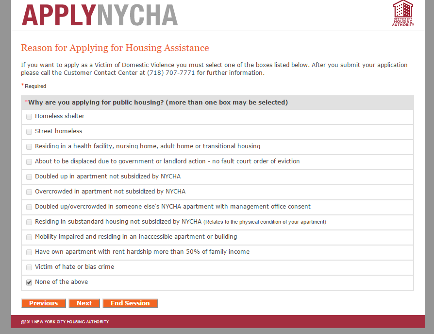 NYCHA Application Question 2015 Apartment Rent New York City 