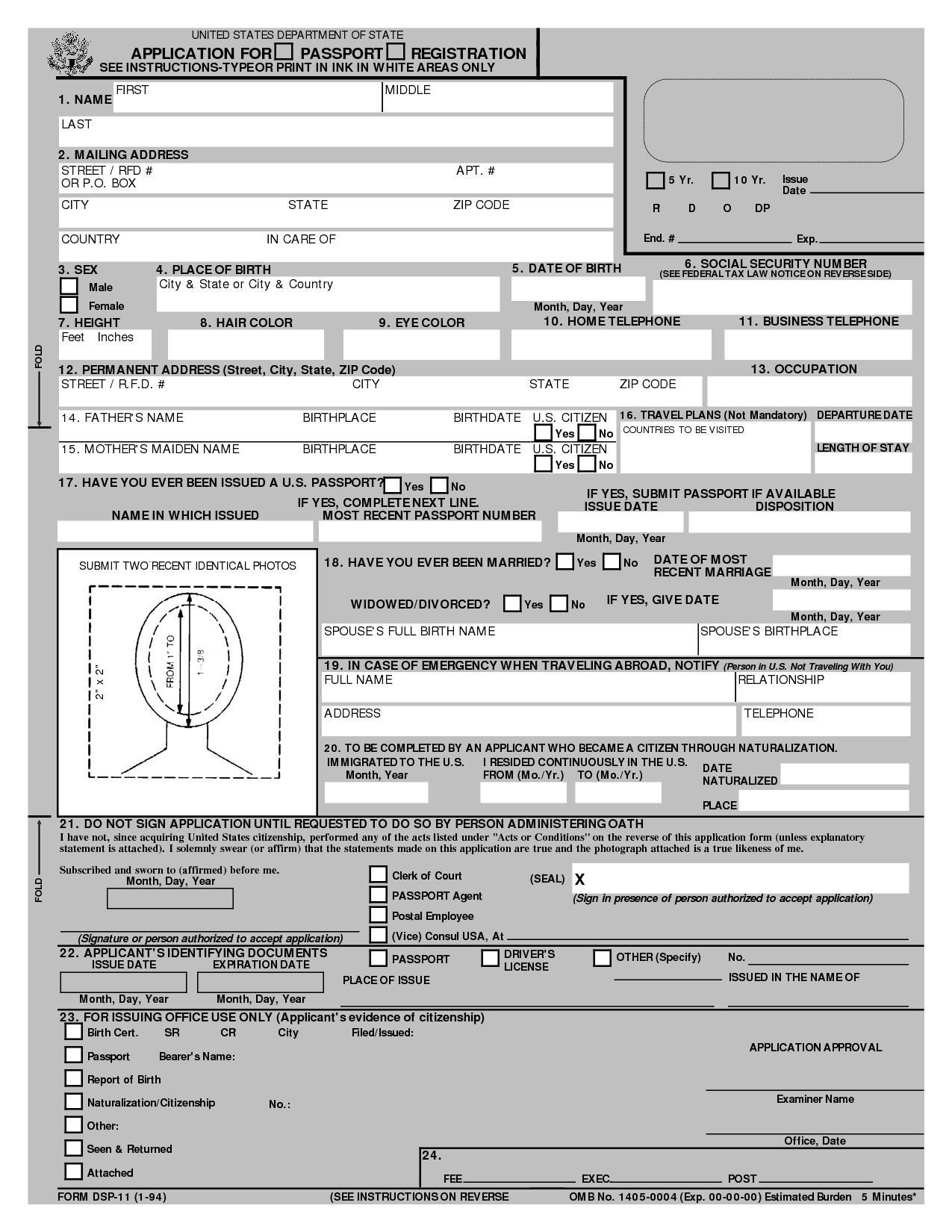 Passport Application Passport Application Form Passport Application 