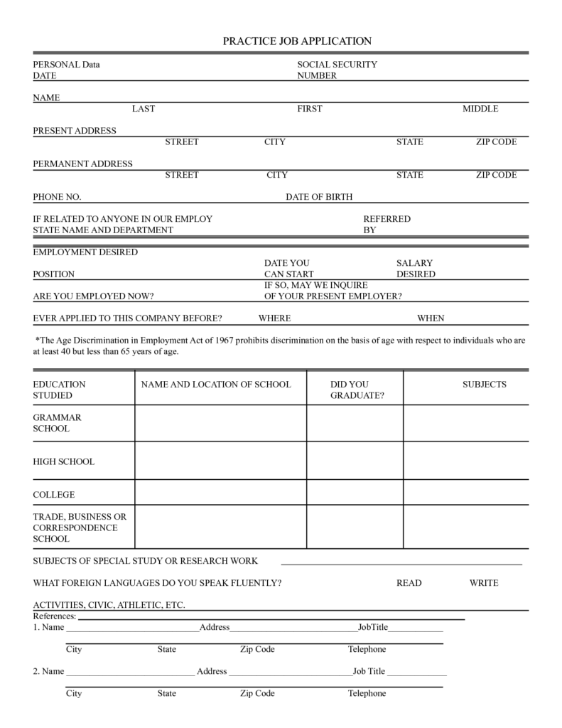 Practice Job Application Form With Images Job Application Form 