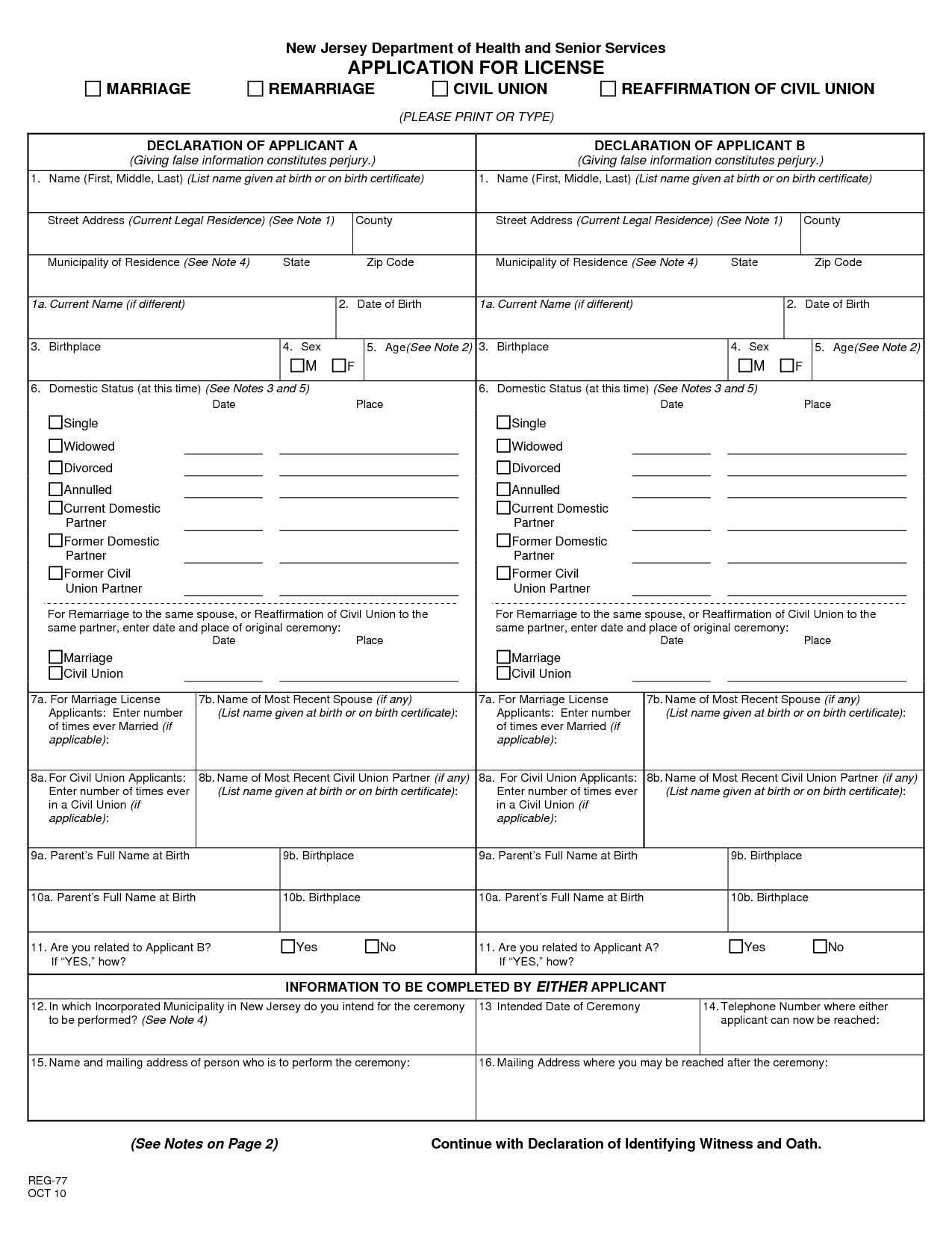 Printable Marriage License Application Free Printable Marriage 