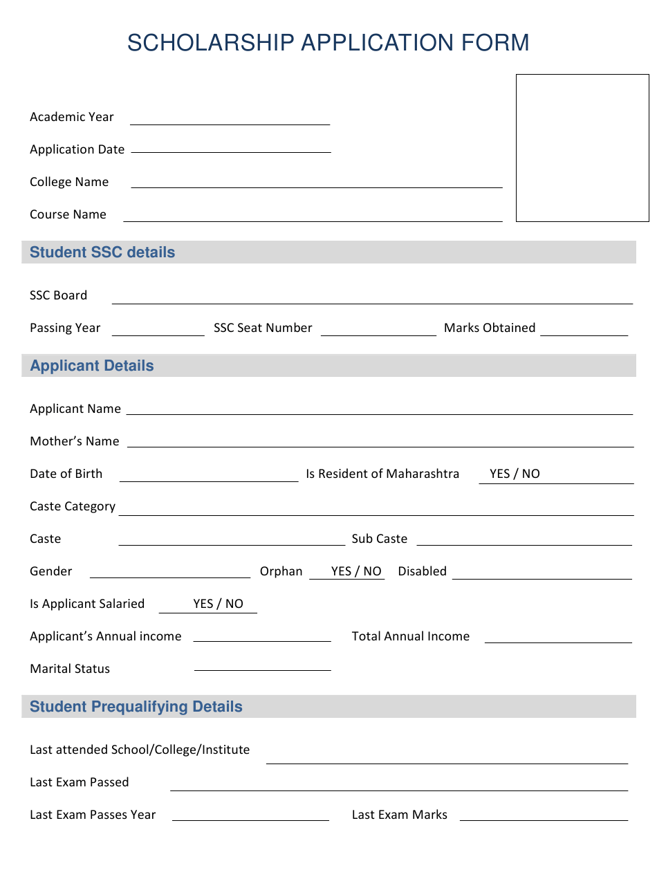 Scholarship Application Form Download Printable PDF Templateroller