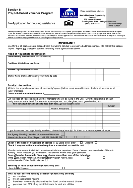 Section 8 Housing Printable Application Printable Application 9611