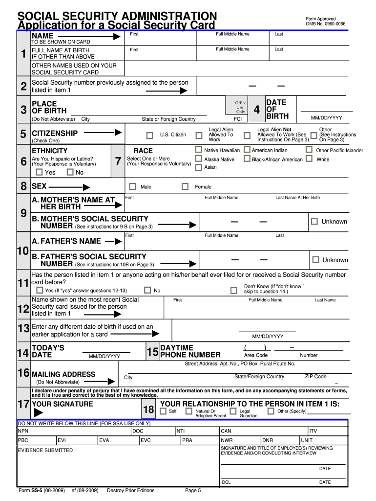 Social Security Replacement Card Form Fill Online Printable 