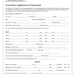 Truck Driver Application Template Form Fill Out And Sign Printable