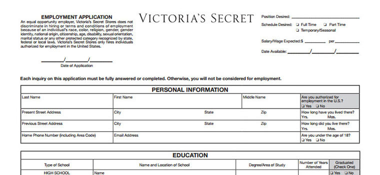 Victoria s Secret Application 2021 Careers Job Requirements Interview