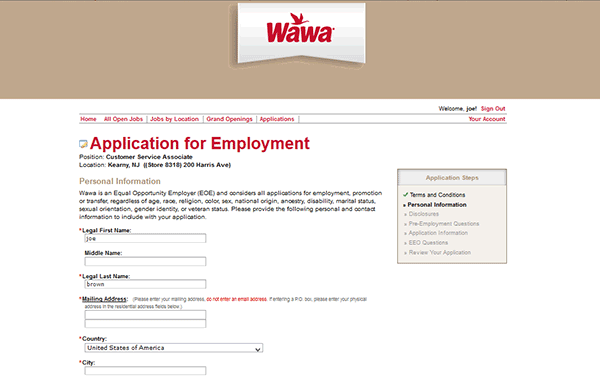 Wawa Job Application Apply Online